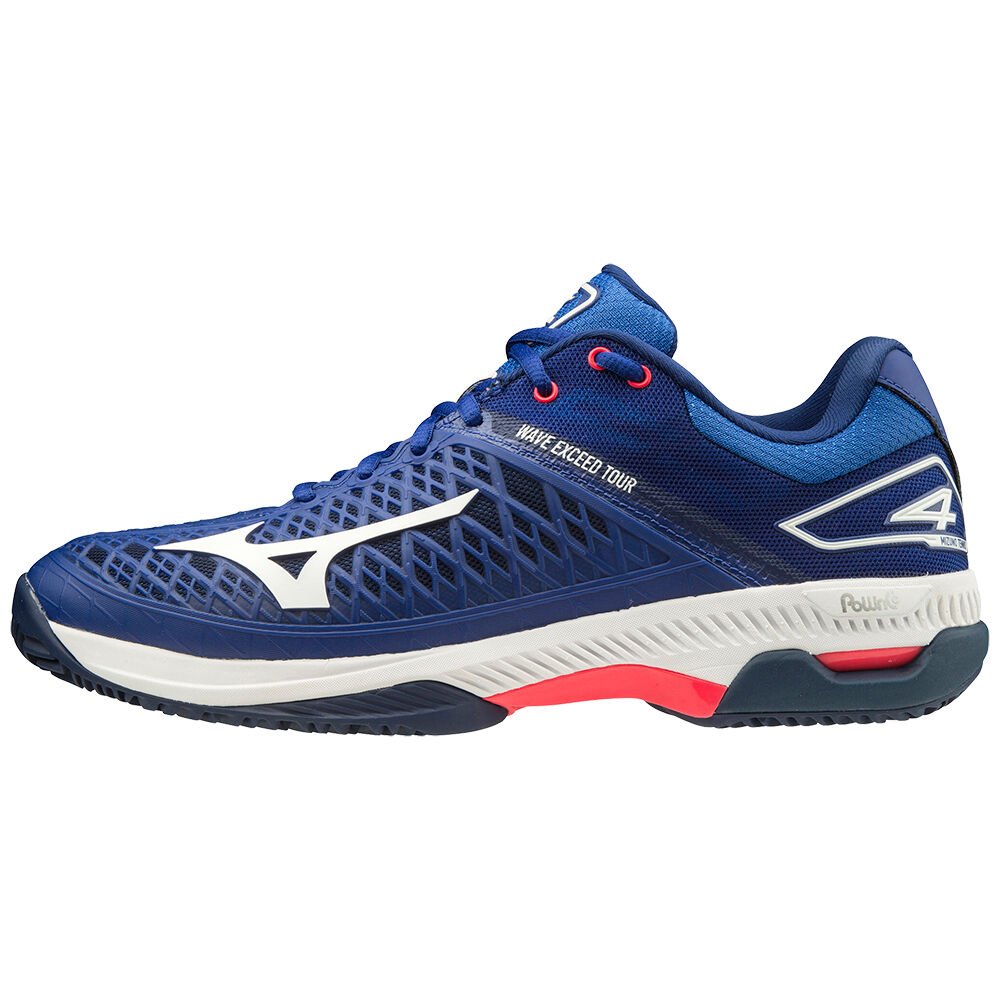 Mizuno Wave Exceed Tour 4 Cc - Bayan Tenis Ayakkabısı - Mavi/Beyaz/Pembe Türkiye (CDLROT-251)